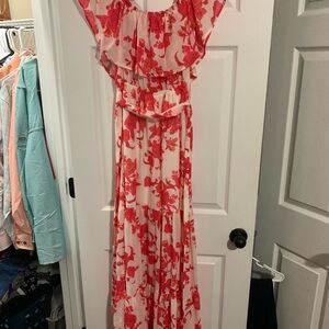 Pink Lily Vibrant Dark Pink and White Floral Dress